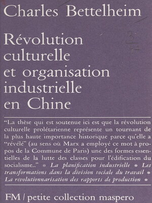 cover image of Révolution culturelle et organisation industrielle en Chine